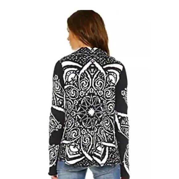 Free People Smitten Kitten Cardigan- Black & White, Patterned, Oversized Fit, XS - Picture 2 of 11
